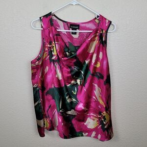LANE BRYANT Pink and Green Floral Sleeveless Top Size 14 (2258)